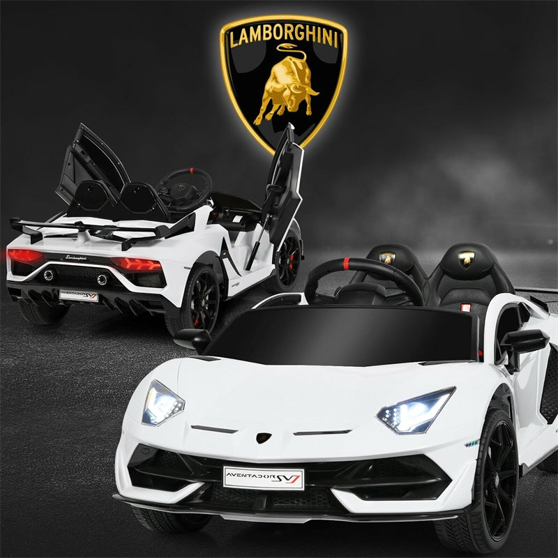 Kids Electric Ride On 12V Licensed Lamborghini Aventador SVJ Battery Powered Sports Car Toy with LED Headlights and R/C