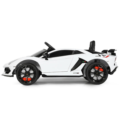 Kids Electric Ride On 12V Licensed Lamborghini Aventador SVJ Battery Powered Sports Car Toy with LED Headlights and R/C