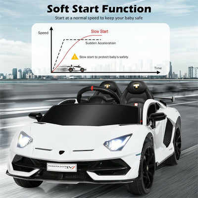 Kids Electric Ride On 12V Licensed Lamborghini Aventador SVJ Battery Powered Sports Car Toy with LED Headlights and R/C