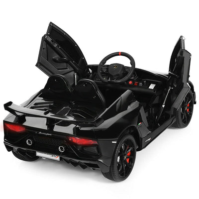 Kids Electric Ride On 12V Licensed Lamborghini Aventador SVJ Battery Powered Sports Car Toy with LED Headlights and R/C