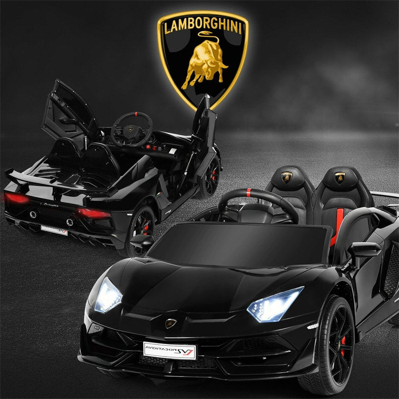 Kids Electric Ride On 12V Licensed Lamborghini Aventador SVJ Battery Powered Sports Car Toy with LED Headlights and R/C