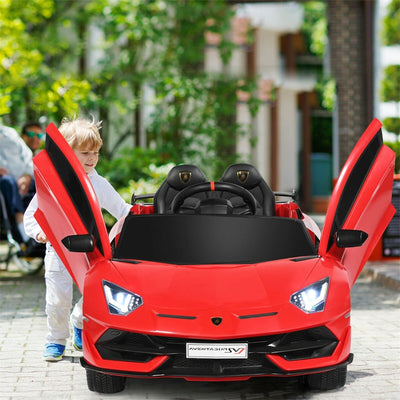 Kids Electric Ride On 12V Licensed Lamborghini Aventador SVJ Battery Powered Sports Car Toy with LED Headlights and R/C