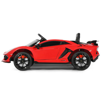 Kids Electric Ride On 12V Licensed Lamborghini Aventador SVJ Battery Powered Sports Car Toy with LED Headlights and R/C