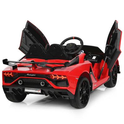 Kids Electric Ride On 12V Licensed Lamborghini Aventador SVJ Battery Powered Sports Car Toy with LED Headlights and R/C