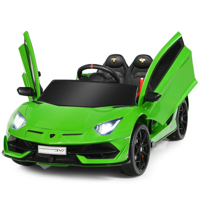 Kids Electric Ride On 12V Licensed Lamborghini Aventador SVJ Battery Powered Sports Car Toy with LED Headlights and R/C