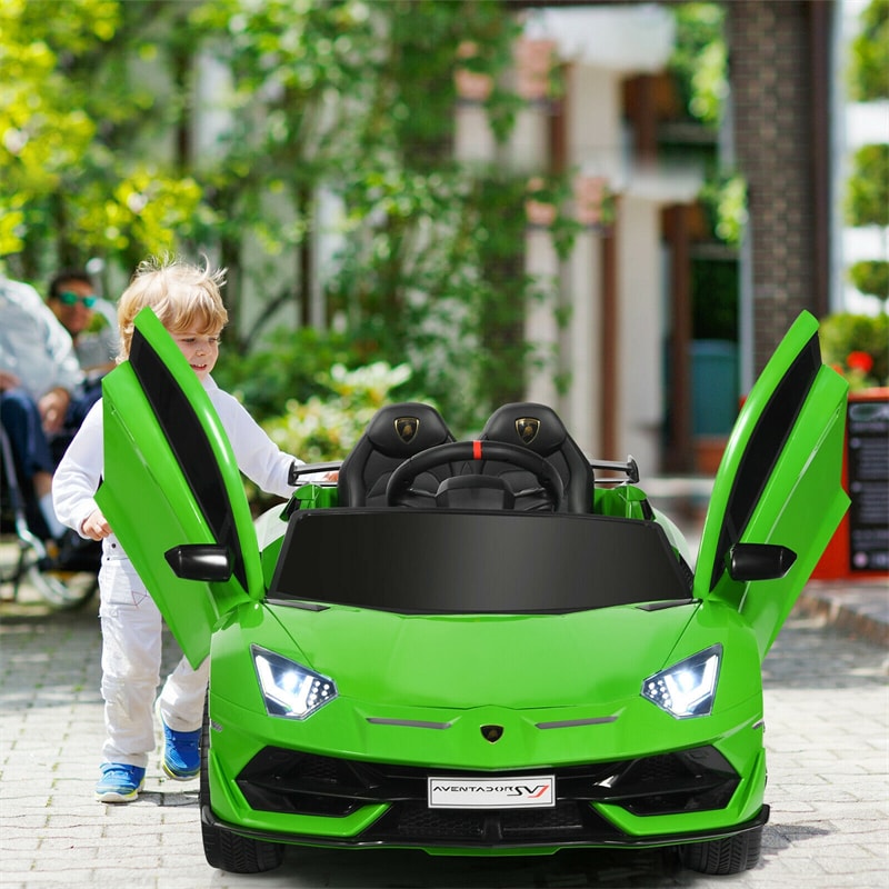 Kids Electric Ride On 12V Licensed Lamborghini Aventador SVJ Battery Powered Sports Car Toy with LED Headlights and R/C