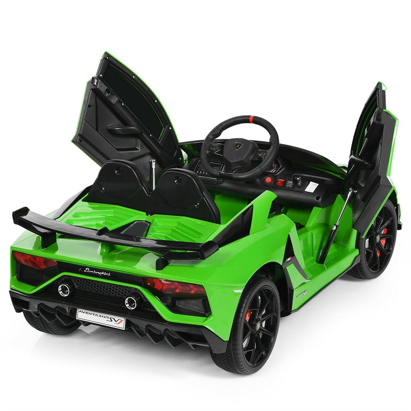 Kids Electric Ride On 12V Licensed Lamborghini Aventador SVJ Battery Powered Sports Car Toy with LED Headlights and R/C