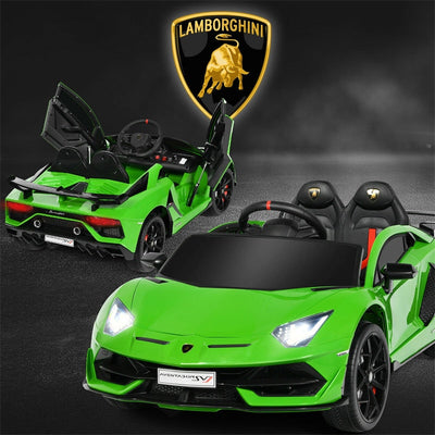 Kids Electric Ride On 12V Licensed Lamborghini Aventador SVJ Battery Powered Sports Car Toy with LED Headlights and R/C