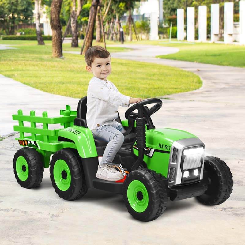 12V Kids Ride on Tractor Electric Riding Vehicle with 3-Gear-Shift Ground Loader