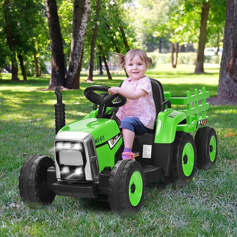 12V Kids Ride on Tractor Electric Riding Vehicle with 3-Gear-Shift Ground Loader