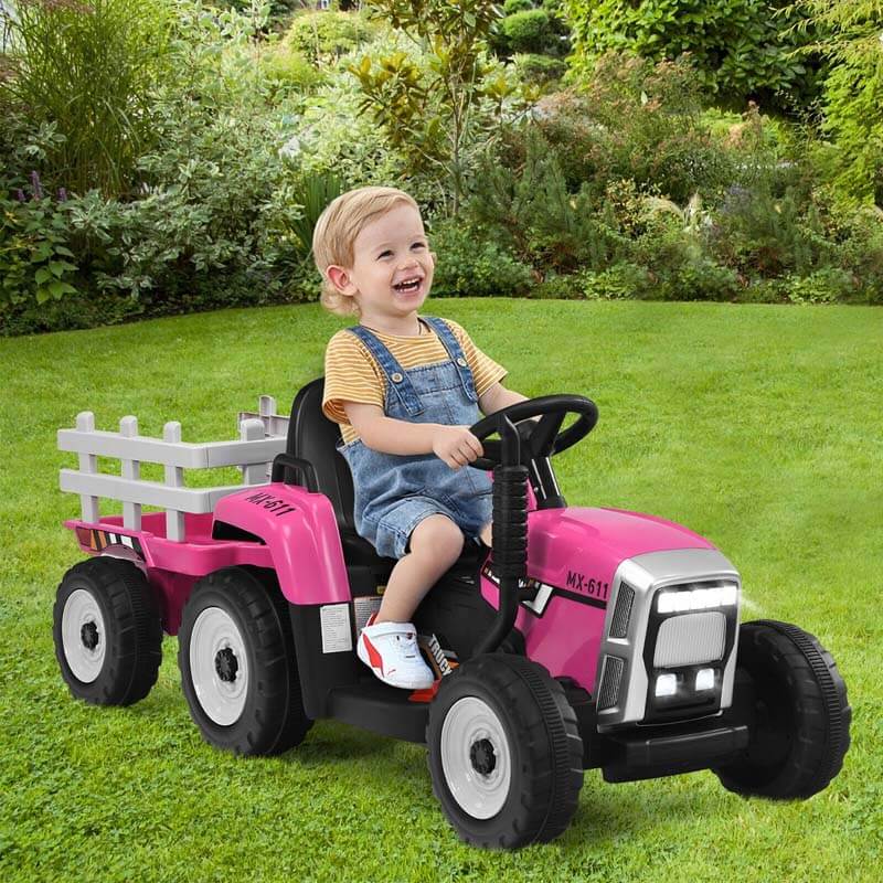 12V Kids Ride on Tractor Electric Riding Vehicle with 3-Gear-Shift Ground Loader