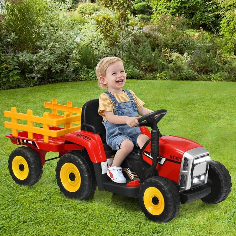 12V Kids Ride on Tractor Electric Riding Vehicle with 3-Gear-Shift Ground Loader