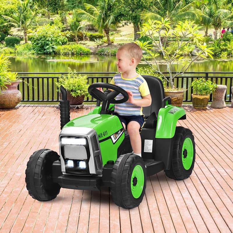12V Kids Ride on Tractor Electric Riding Vehicle with 3-Gear-Shift Ground Loader