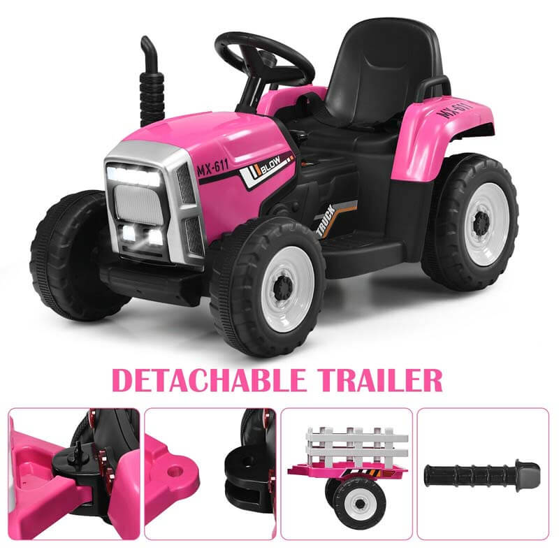 12V Kids Ride on Tractor Electric Riding Vehicle with 3-Gear-Shift Ground Loader