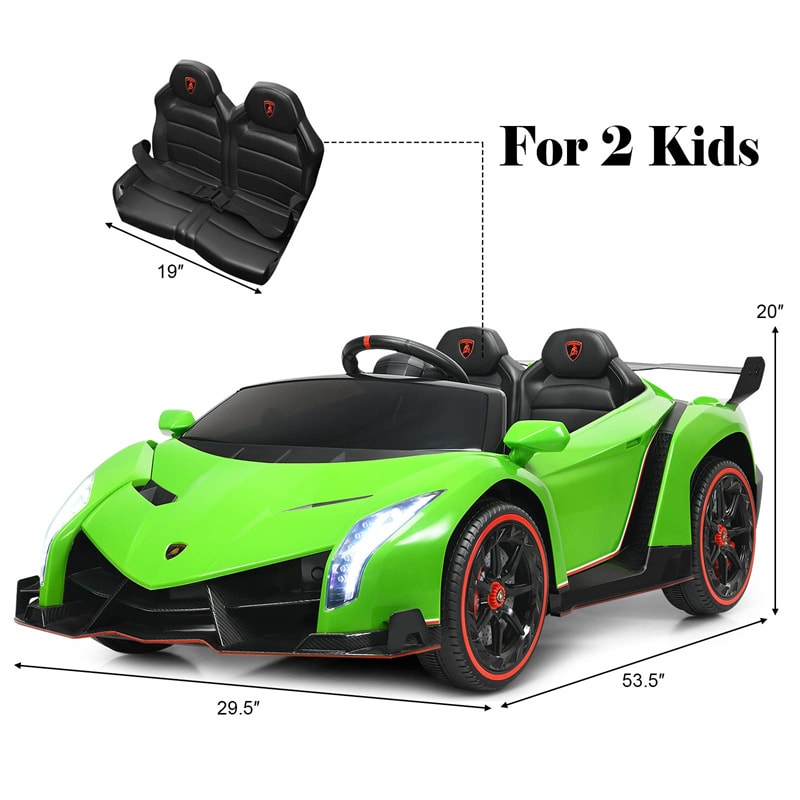 12V 2-Seater Kids Ride On Car Licensed Lamborghini Poison Electric Vehicle with Remote Control Swing Mode LED Lights