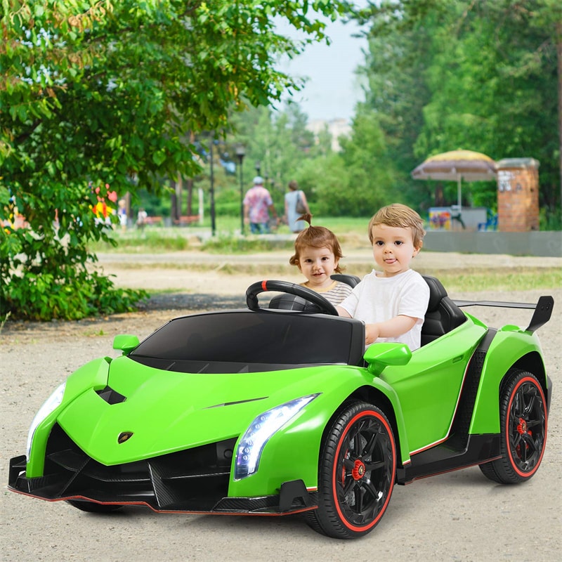 12V 2-Seater Kids Ride On Car Licensed Lamborghini Poison Electric Vehicle with Remote Control Swing Mode LED Lights