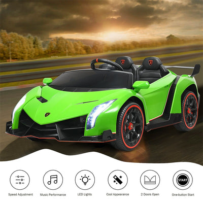 12V 2-Seater Kids Ride On Car Licensed Lamborghini Poison Electric Vehicle with Remote Control Swing Mode LED Lights