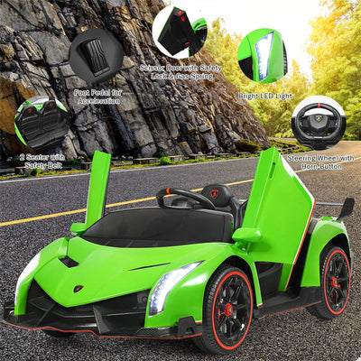 12V 2-Seater Kids Ride On Car Licensed Lamborghini Poison Electric Vehicle with Remote Control Swing Mode LED Lights