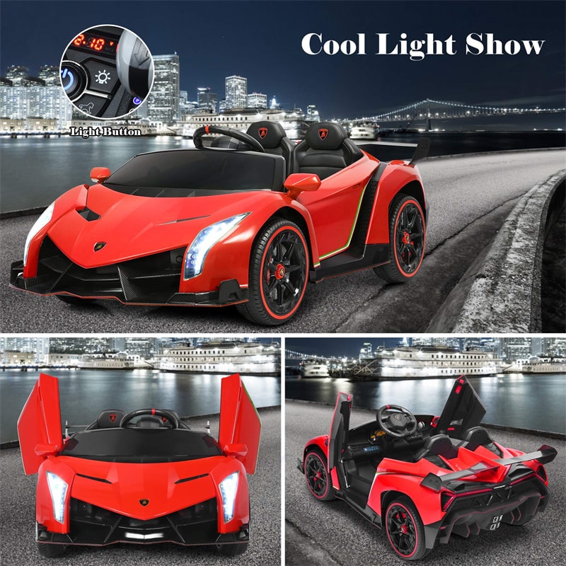 12V 2-Seater Kids Ride On Car Licensed Lamborghini Poison Electric Vehicle with Remote Control Swing Mode LED Lights