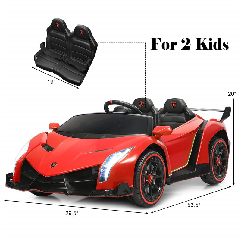 12V 2-Seater Kids Ride On Car Licensed Lamborghini Poison Electric Vehicle with Remote Control Swing Mode LED Lights