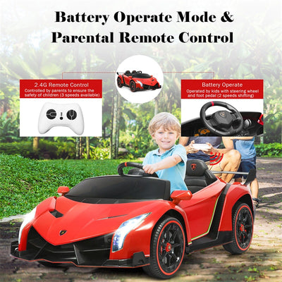 12V 2-Seater Kids Ride On Car Licensed Lamborghini Poison Electric Vehicle with Remote Control Swing Mode LED Lights