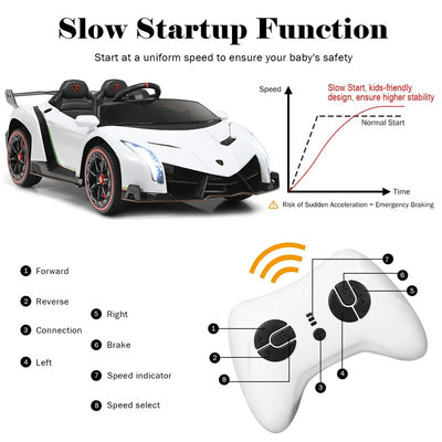 12V 2-Seater Kids Ride On Car Licensed Lamborghini Poison Electric Vehicle with Remote Control Swing Mode LED Lights