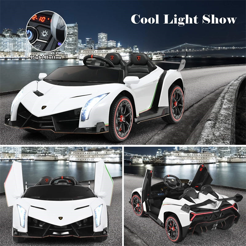 12V 2-Seater Kids Ride On Car Licensed Lamborghini Poison Electric Vehicle with Remote Control Swing Mode LED Lights