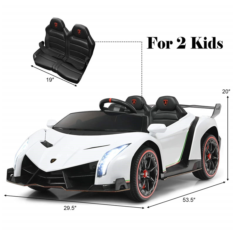 12V 2-Seater Kids Ride On Car Licensed Lamborghini Poison Electric Vehicle with Remote Control Swing Mode LED Lights