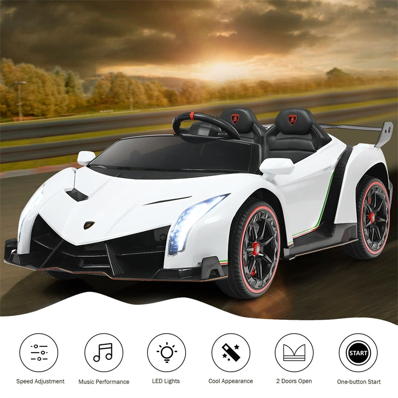 12V 2-Seater Kids Ride On Car Licensed Lamborghini Poison Electric Vehicle with Remote Control Swing Mode LED Lights