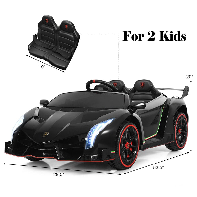 12V 2-Seater Kids Ride On Car Licensed Lamborghini Poison Electric Vehicle with Remote Control Swing Mode LED Lights