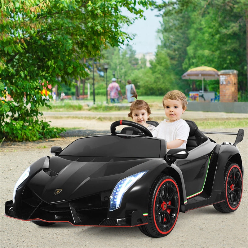 12V 2-Seater Kids Ride On Car Licensed Lamborghini Poison Electric Vehicle with Remote Control Swing Mode LED Lights