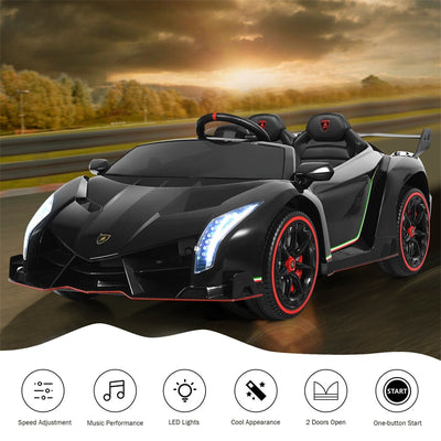 12V 2-Seater Kids Ride On Car Licensed Lamborghini Poison Electric Vehicle with Remote Control Swing Mode LED Lights