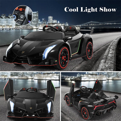 12V 2-Seater Kids Ride On Car Licensed Lamborghini Poison Electric Vehicle with Remote Control Swing Mode LED Lights