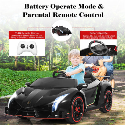 12V 2-Seater Kids Ride On Car Licensed Lamborghini Poison Electric Vehicle with Remote Control Swing Mode LED Lights