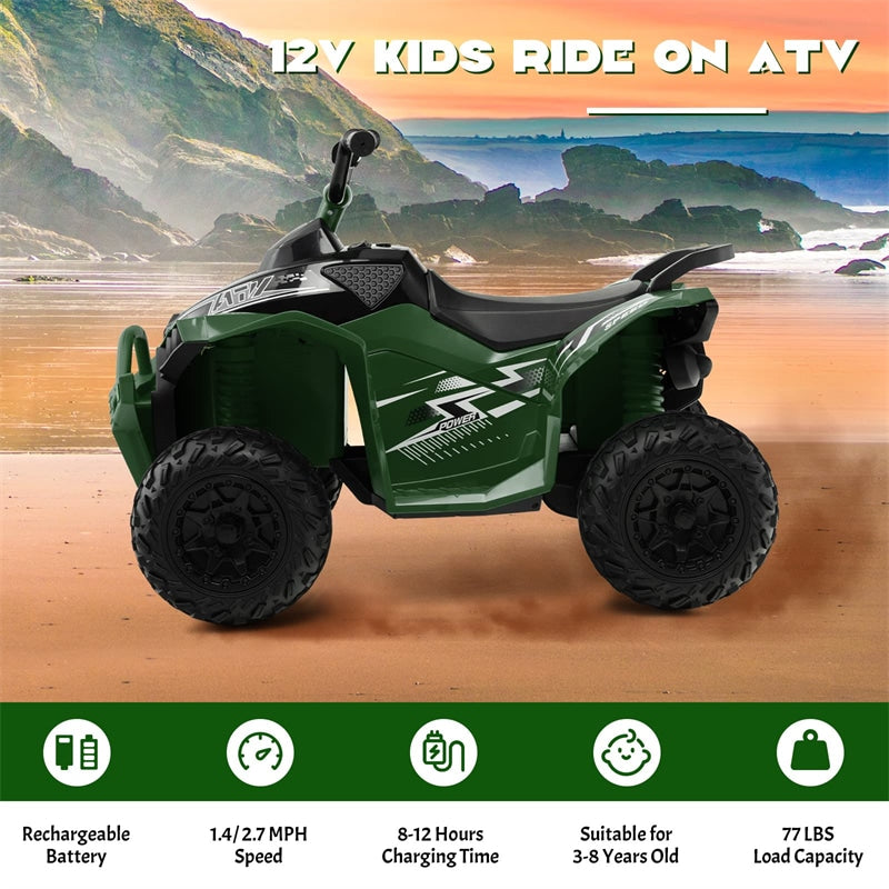 12V Battery Powered Kids Ride On ATV Car Electric Vehicle 4 Wheeler Quad with LED Lights Music