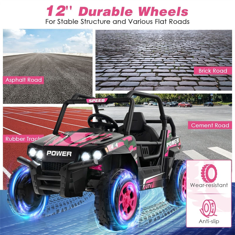 12V Kids Ride On UTV Car Battery Powered Off-Road Buggy Truck with Remote Control USB Port for Boys Girls