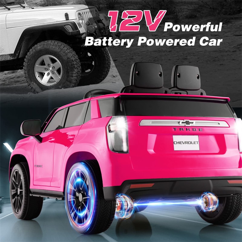 12V Kids Ride-On Car Licensed Chevrolet Tahoe Battery Powered Electric Vehicle SUV with Remote Control Spring Suspension