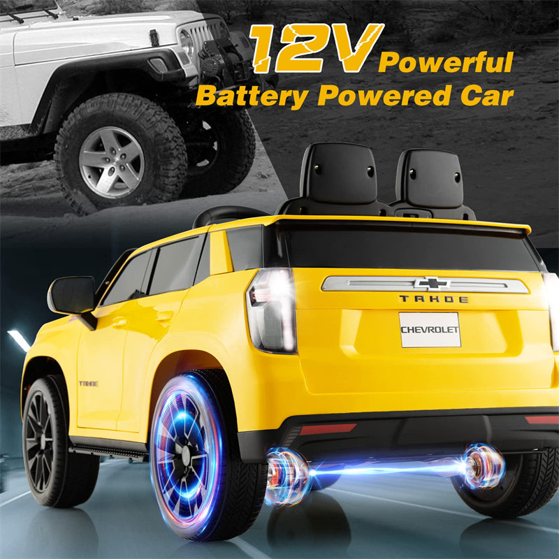 12V Kids Ride-On Car Licensed Chevrolet Tahoe Battery Powered Electric Vehicle SUV with Remote Control Spring Suspension