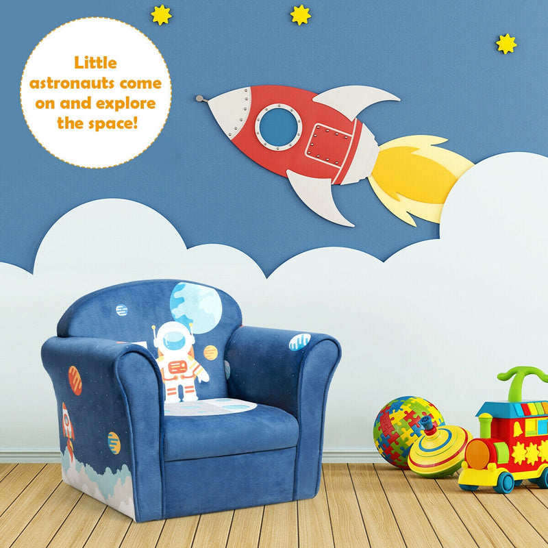 Kids Astronaut Armrest Upholstered Couch