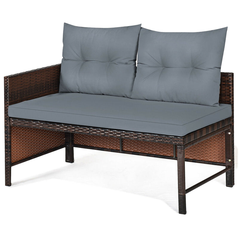 3 Piece Outdoor Patio Corner Rattan Sofa Set