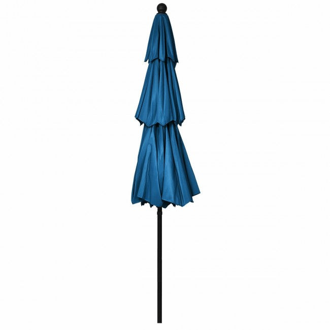 10ft Outdoor Patio 3 Tier Vented Offset Umbrella with 1.5" Aluminum Pole and 8 Sturdy Ribs