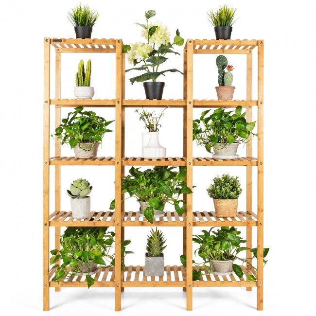 56" Multifunctional Bamboo Shelf Storage Flower Plant Stand Home Display Storage Rack