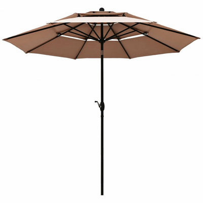 10ft Outdoor Patio 3 Tier Vented Offset Umbrella with 1.5" Aluminum Pole and 8 Sturdy Ribs