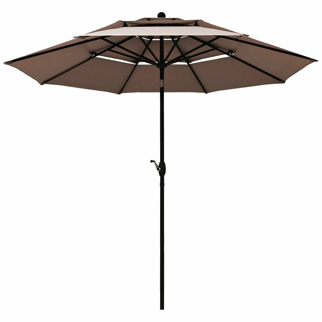10 ft double vented patio umbrella 10 Feet 3 Tier Outdoor Patio Umbrella with Double Vented – Chairliving