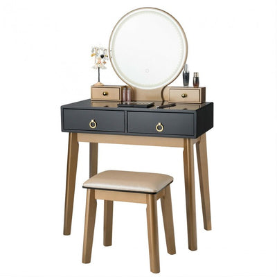 Vanity Table Set Makeup Desk with Adjustable Lighted Mirror and 4 Drawers