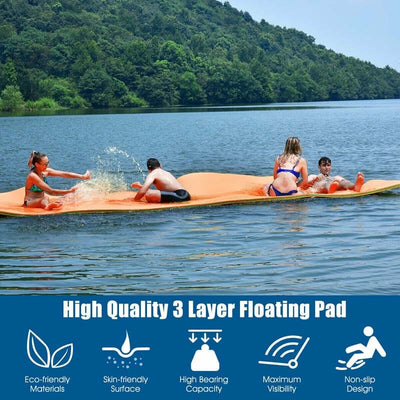 12' x 6' Floating Water Pad 3 Layer Tear-Resistant XPE Foam Mat for Pool Beach Ocean