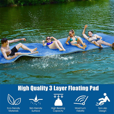 12' x 6' Floating Water Pad 3 Layer Tear-Resistant XPE Foam Mat for Pool Beach Ocean