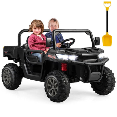 12V 2-Seater Ride On Car Electric Dump Truck Kids UTV Car with Remote Control Electric Dump Bed Rocking Function-Canada Only
