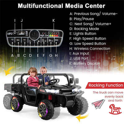 12V 2-Seater Ride On Car Electric Dump Truck Kids UTV Car with Remote Control Electric Dump Bed Rocking Function-Canada Only