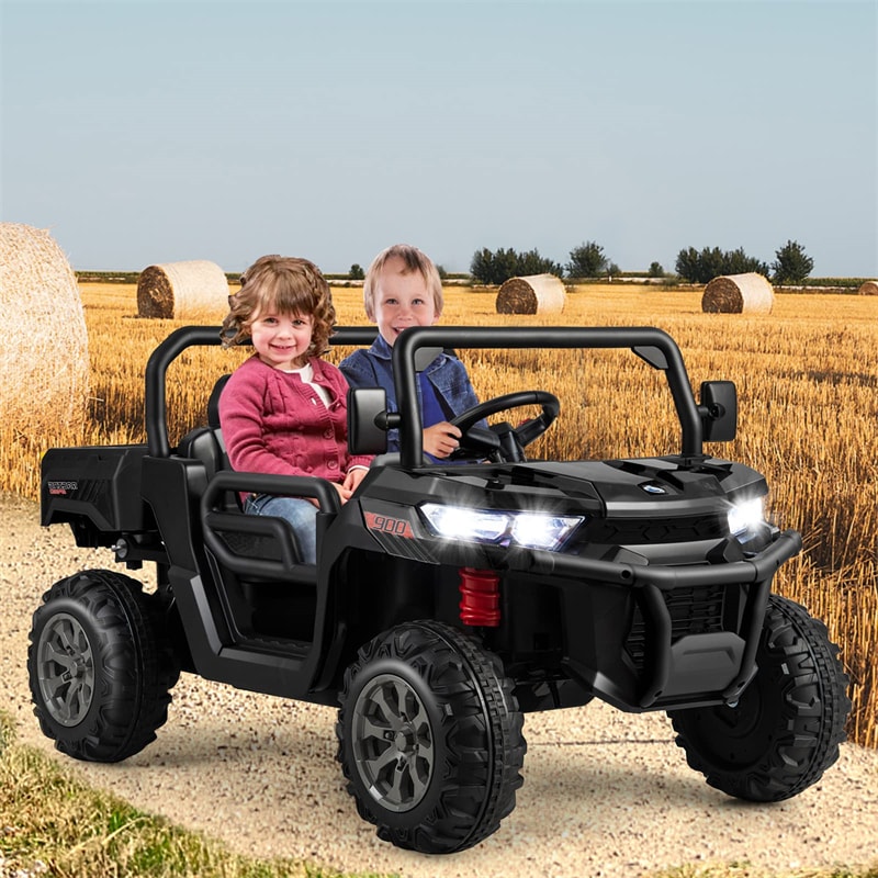 12V 2-Seater Ride On Car Electric Dump Truck Kids UTV Car with Remote Control Electric Dump Bed Rocking Function-Canada Only